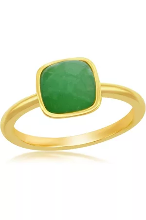 Caribbean Treasures Rings - Sterling Silver 6mm Cushion Jade Solitaire Ring