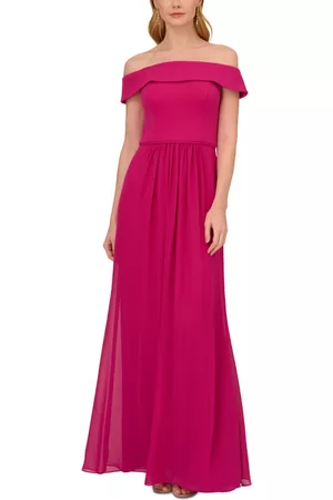 Adrianna Papell Women Strapless Dresses - Off-The-Shoulder Chiffon Gown