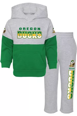Outerstuff Girls Sports Hoodies - Toddler Boys and Girls Heather Gray, Green Oregon Ducks Playmaker Pullover Hoodie and Pants Set