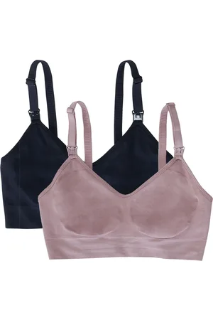 Ingrid & Isabel Maternity 2-In-1 Nursing Pumping Bra Bundle - Black/mauve