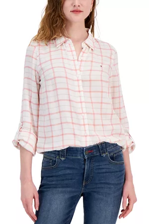 Tommy Hilfiger Women Plaid Shirts - Women's Plaid Roll-Tab Button Shirt