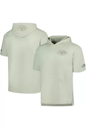 Pro Standard Men Sports Hoodies - Men's New York Jets Neutrals Short Sleeve Pullover Hoodie