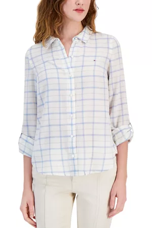 Tommy Hilfiger Women Plaid Shirts - Women's Plaid Roll-Tab Button Shirt
