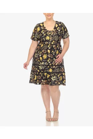 White Mark Plus Size Floral Short Sleeve Knee Length Dress