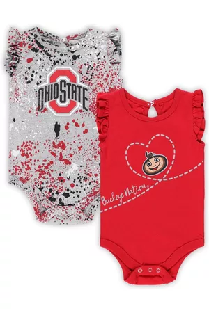 Colosseum Baby Swimsuits - Girls Infant Scarlet, Gray Ohio State Buckeyes Sweet Pea Two-Pack Bodysuit Set
