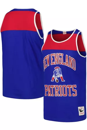 Mitchell & Ness Men Tank Tops - Men's Royal and Red New England Patriots Heritage Colorblock Tank Top