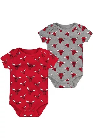 Outerstuff Girls Swimsuits - Infant Boys and Girls Red, Gray Chicago Bulls Two-Pack Double Up Bodysuit Set