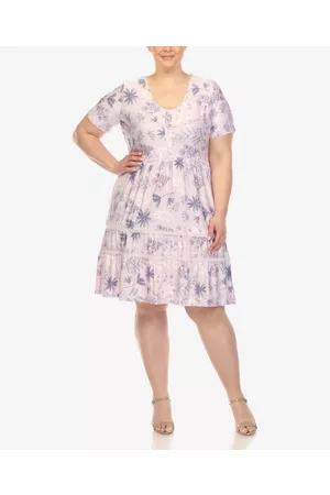 White Mark Plus Size Floral Short Sleeve Knee Length Dress