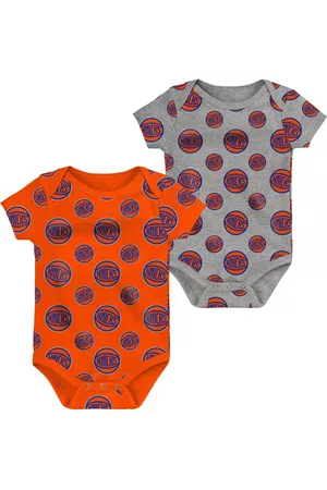 Outerstuff Girls Swimsuits - Infant Boys and Girls Orange, Gray New York Knicks Two-Pack Double Up Bodysuit Set
