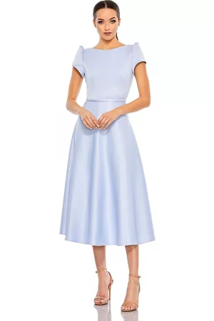 Mac Duggal Women Short & Mini Dresses - Women's Ieena Short Sleeve A Line Crepe Dress