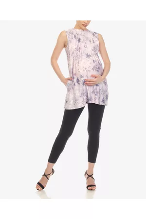White Mark Women Tank Tops - Women's Maternity Floral Sleeveless Tunic Top