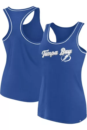 Fanatics Women Tank Tops - Women's Branded Tampa Bay Lightning Wordmark Logo Racerback Scoop Neck Tank Top