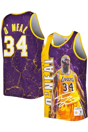 Mitchell & Ness Men Tank Tops - Men's Shaquille O'Neal Los Angeles Lakers 1999-00 Hardwood Classics Player Burst Tank Top