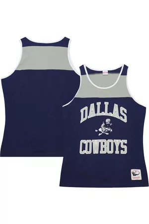 Mitchell & Ness Men Tank Tops - Men's Navy and Gray Dallas Cowboys Heritage Colorblock Tank Top