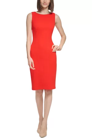 Calvin Klein Women Sleeveless Dresses - Women's Zipper-Trim Sleeveless Sheath Dress
