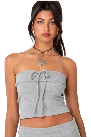 Edikted Caroline Tie Front Strapless Top