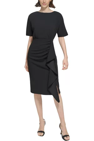 Calvin Klein Women Ruched Dresses - Women's Ruffled Ruched Sheath Dress