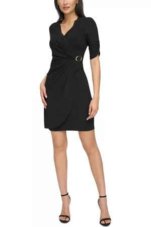 Jessica Howard Women Ruched Dresses - Women's Ruched Faux-Wrap Dress