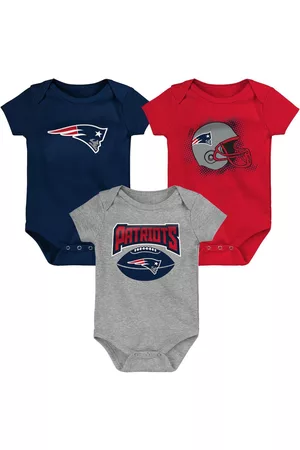 Outerstuff Girls Swimsuits - Infant Boys and Girls Navy, Red, Heathered Gray New England Patriots 3-Pack Game On Bodysuit Set