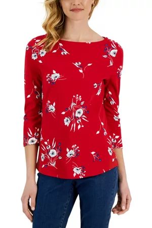 Charter Club Women Tops - Women's Pima Cotton Floral-Print Top, Created for Macy's