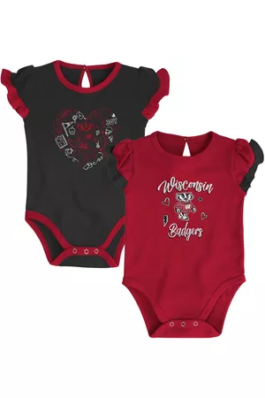 Outerstuff Girls Newborn and Infant Red, Black Wisconsin Badgers Too Much Love Two-Piece Bodysuit Set - Red, Black