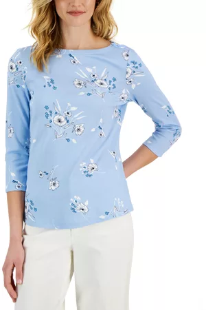 Charter Club Women Tops - Women's Pima Cotton Floral-Print Top, Created for Macy's
