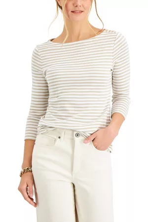 Charter Club Women Tops - Women's 3/4-Sleeve Striped Top, Created for Macy's