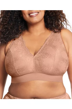 Glamorise Plus Size Full Figure Bramour Lexington Lace Plunge Wireless Bralette 7013