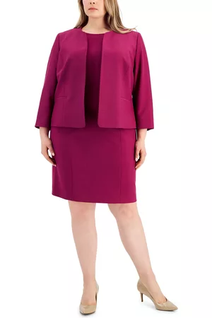 Le Suit Women Office & Work Dresses - Plus Size Collarless Jacket & Sheath Dress Suit