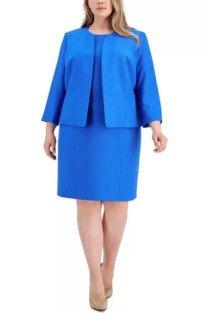 Le Suit Women Office & Work Dresses - Plus Size Collarless Jacket & Sheath Dress Suit