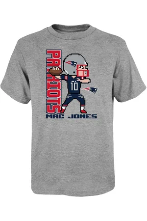 Outerstuff Big Boys Mac Jones Heathered Gray New England Patriots Pixel Player 2.0 T-shirt