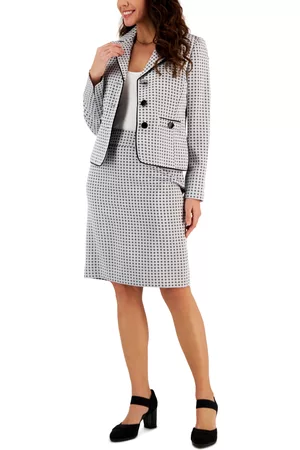 Le Suit Women Suits - Women's Polka-Dot Three-Button Skirt Suit, Regular and Petite Sizes