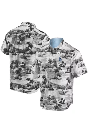 Men's Tommy Bahama Gray Dallas Cowboys Coconut Point Frondly Fan Camp  IslandZone Button-Up Shirt