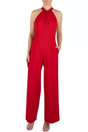 Julia Jordan Twist-Front Halter Jumpsuit