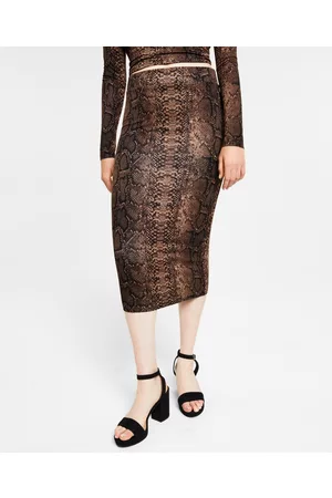 Bar Iii Petite Snake-Print Jersey Pull-On Midi Skirt, Created for Macy