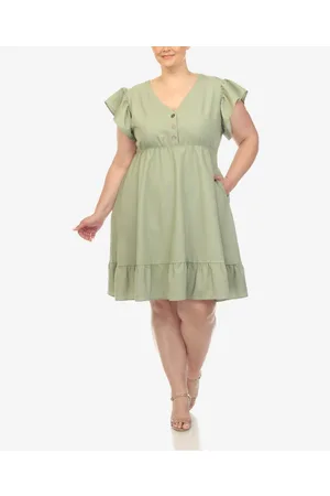 White Mark Plus Size Ruffle Sleeve Knee-Length Dress