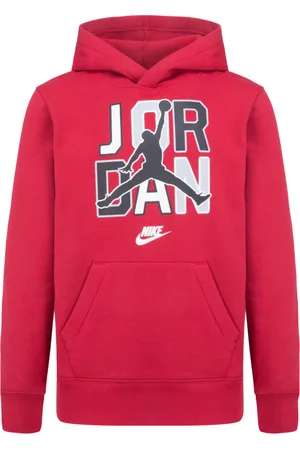 Jordan Big Boys' Mj Essentials Printed Fleece Hoodie - Red, Size: Small, Fleece/Polyester/Cotton