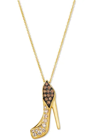 Le Vian Chocolate Diamond & Nude Diamond High Heel Shoe Pendant Necklace (3/8 ct. t.w.) in 14k Gold, 18" + 2" extender