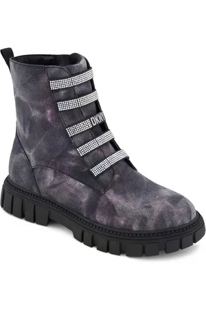 DKNY Little Girls Carrie Side Zipper Moto Shine Boots