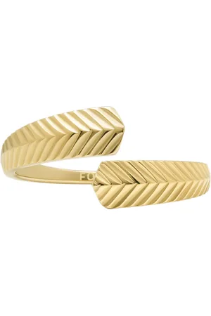 Fossil Harlow Linear Texture -Tone Stainless Steel Wrap Ring