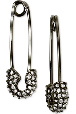 Karl Lagerfeld Pave Safety Pin Drop Earrings