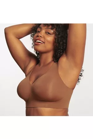 Lindex seamless rib moulded plunge push up bra in brown