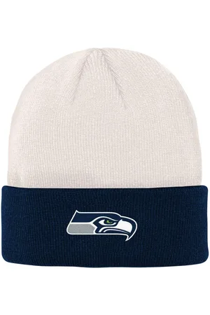 Outerstuff Big Boys Cream, College Navy Seattle Seahawks Bone Cuffed Knit Hat - Cream, College Navy