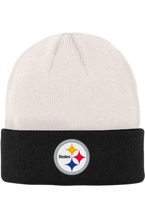 Outerstuff Big Boys Cream, Black Pittsburgh Steelers Bone Cuffed Knit Hat - Cream, Black