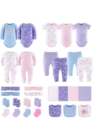 The Peanutshell Baby Girls Layette Gift Set for Girls, Pink Butterfly, 30 Essential Pieces