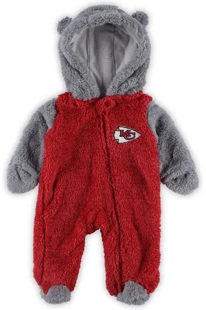 Outerstuff Newborn and Infant Boys and Girls Red, Gray Kansas City Chiefs Game Nap Teddy Fleece Bunting Full-Zip Sleeper - Red, Gray