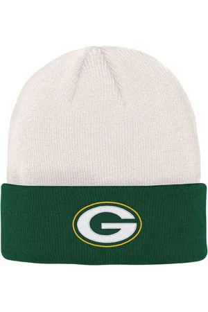 Outerstuff Big Boys and Girls Cream, Green Green Bay Packers Bone Cuffed Knit Hat - Cream, Green
