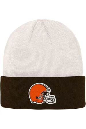 Outerstuff Big Boys and Girls Cream, Brown Cleveland Browns Bone Cuffed Knit Hat - Cream, Brown
