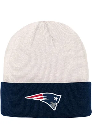 Outerstuff Big Boys and Girls Cream, Navy New England Patriots Bone Cuffed Knit Hat - Cream, Navy
