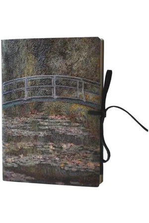 Barnes & Noble Monet Bridge over a Pond of Water Lilies Leather Journal with Suede Tie, 192 lined pages, 6" x 8" by Diarpell